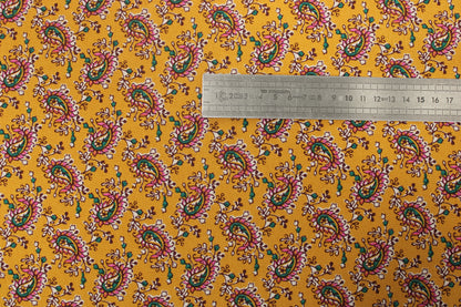 Tissu crêpe viscose - imprimé cachemire fleuri - ton orange - photo 4/4 | So Tissus
