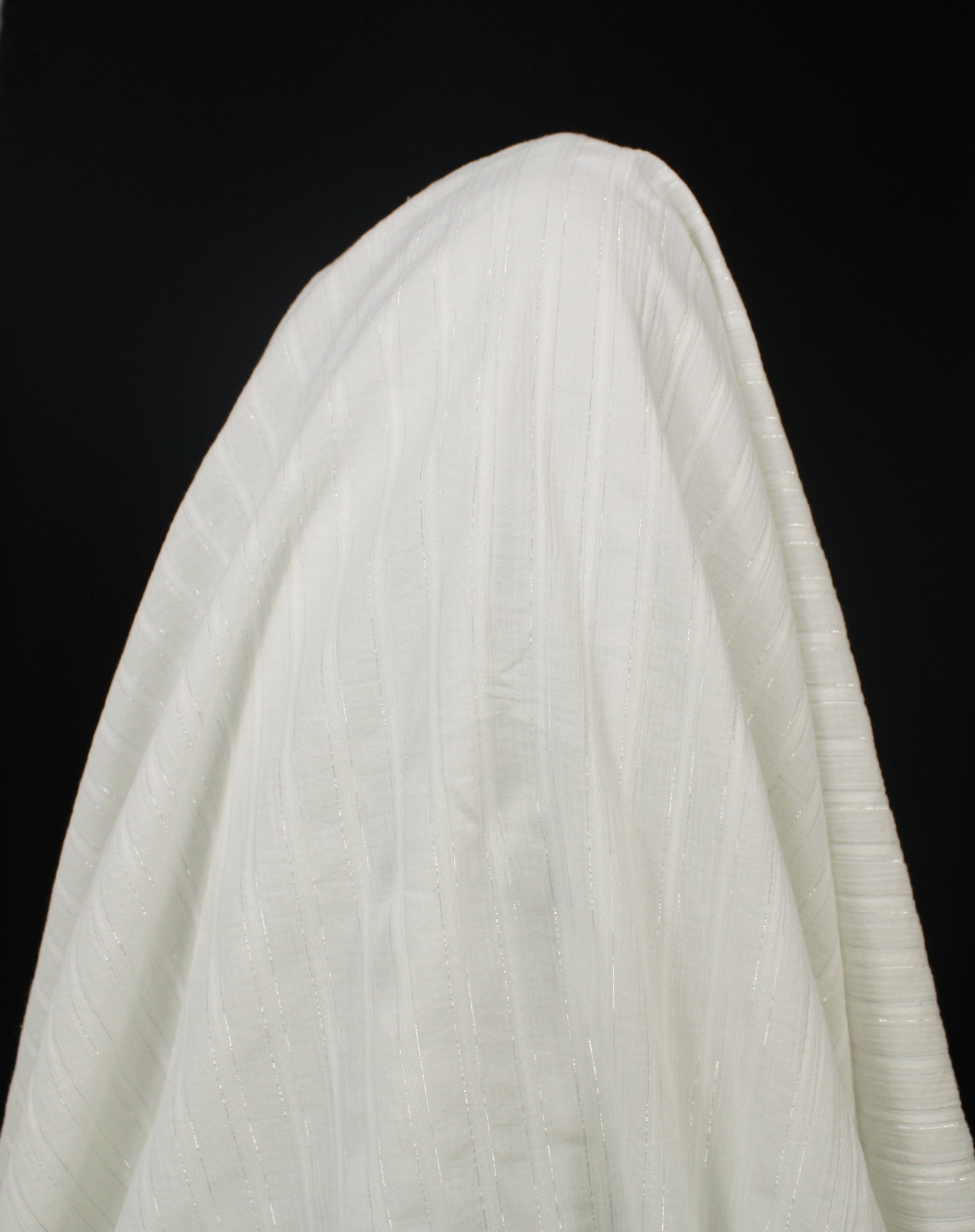 Tissu gaze de coton - blanc à rayures argenté - photo 3/4 | So Tissus
