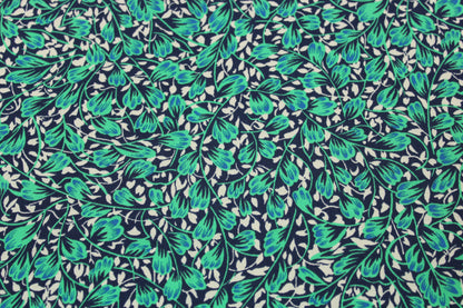 Tissu javanaise de viscose - imprimé fleuri - ton turquoise et bleu - photo 4/5 | So Tissus