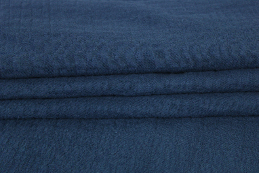 Tissu double gaze de coton - bleu pétrole
