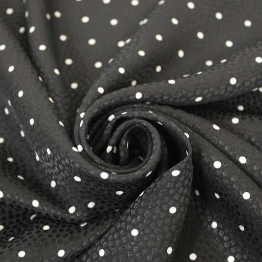 Tissu crêpe de soie - imprimé à pois - noir et blanc - photo 1/5 | So Tissus