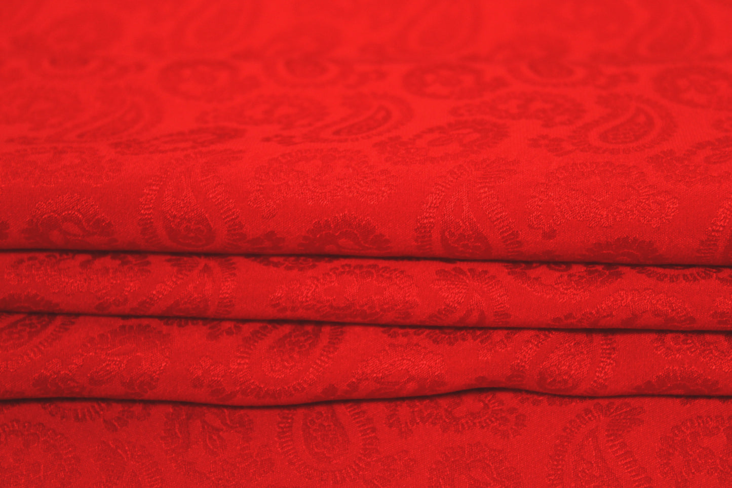 Tissu crêpe de soie - motif cachemire - rouge orangé - photo 2/4 | So Tissus