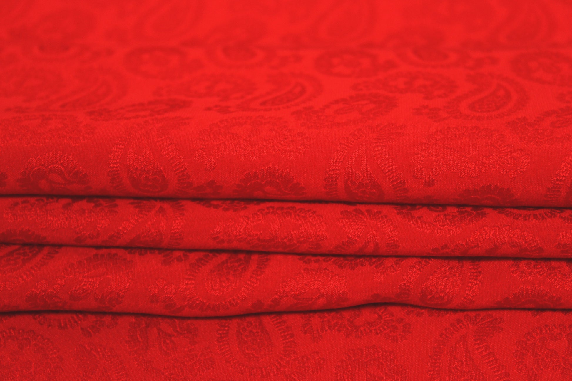 Tissu crêpe de soie - motif cachemire - rouge orangé - photo 2/4 | So Tissus