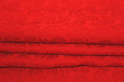 Tissu crêpe de soie - motif cachemire - rouge orangé - photo 2/4 | So Tissus