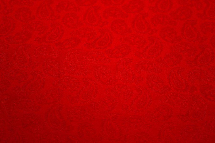 Tissu crêpe de soie - motif cachemire - rouge orangé