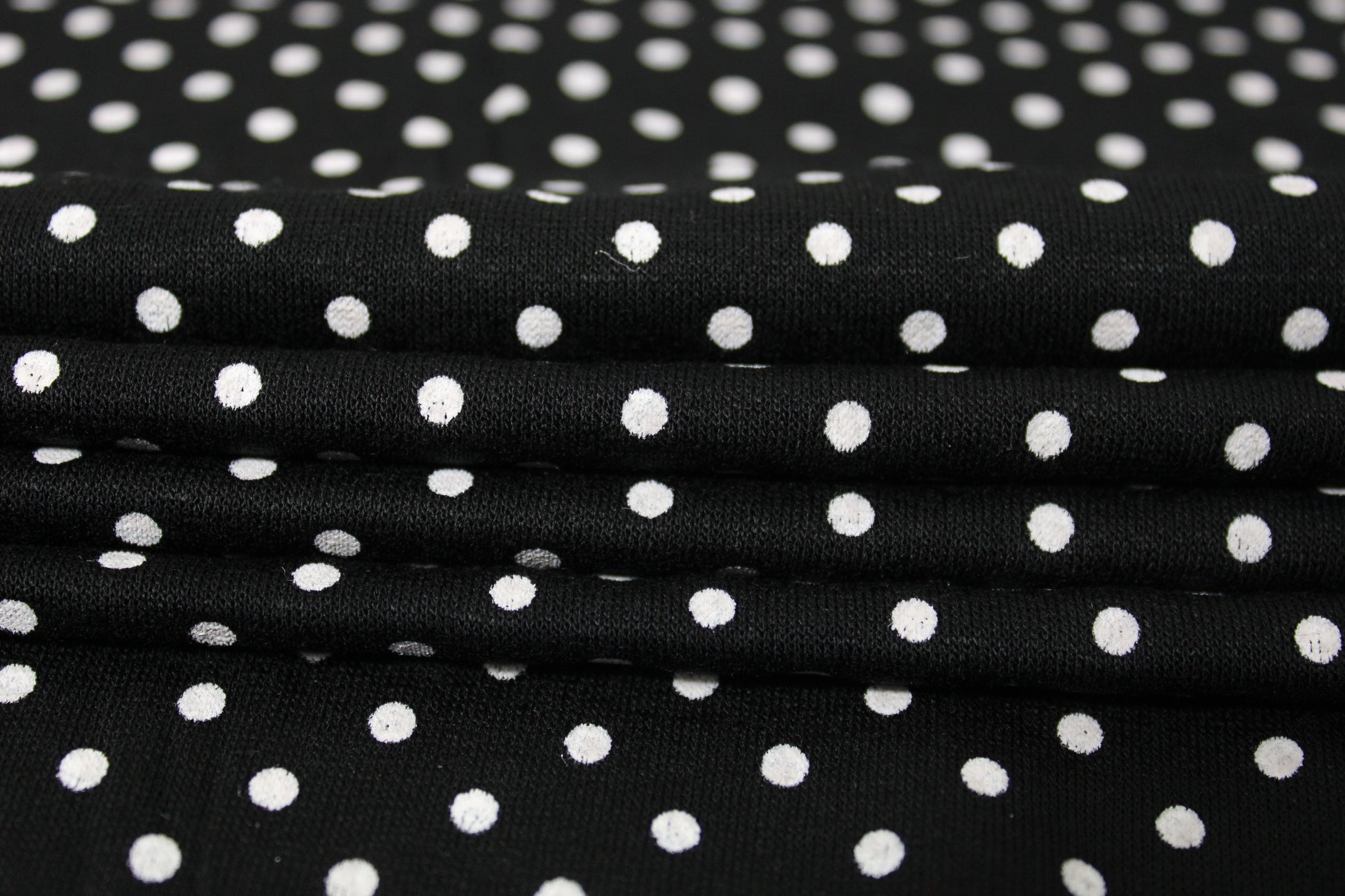 Tissu jersey coton - à pois - noir et blanc - photo 2/5 | So Tissus