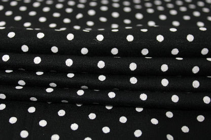 Tissu jersey coton - à pois - noir et blanc - photo 2/5 | So Tissus