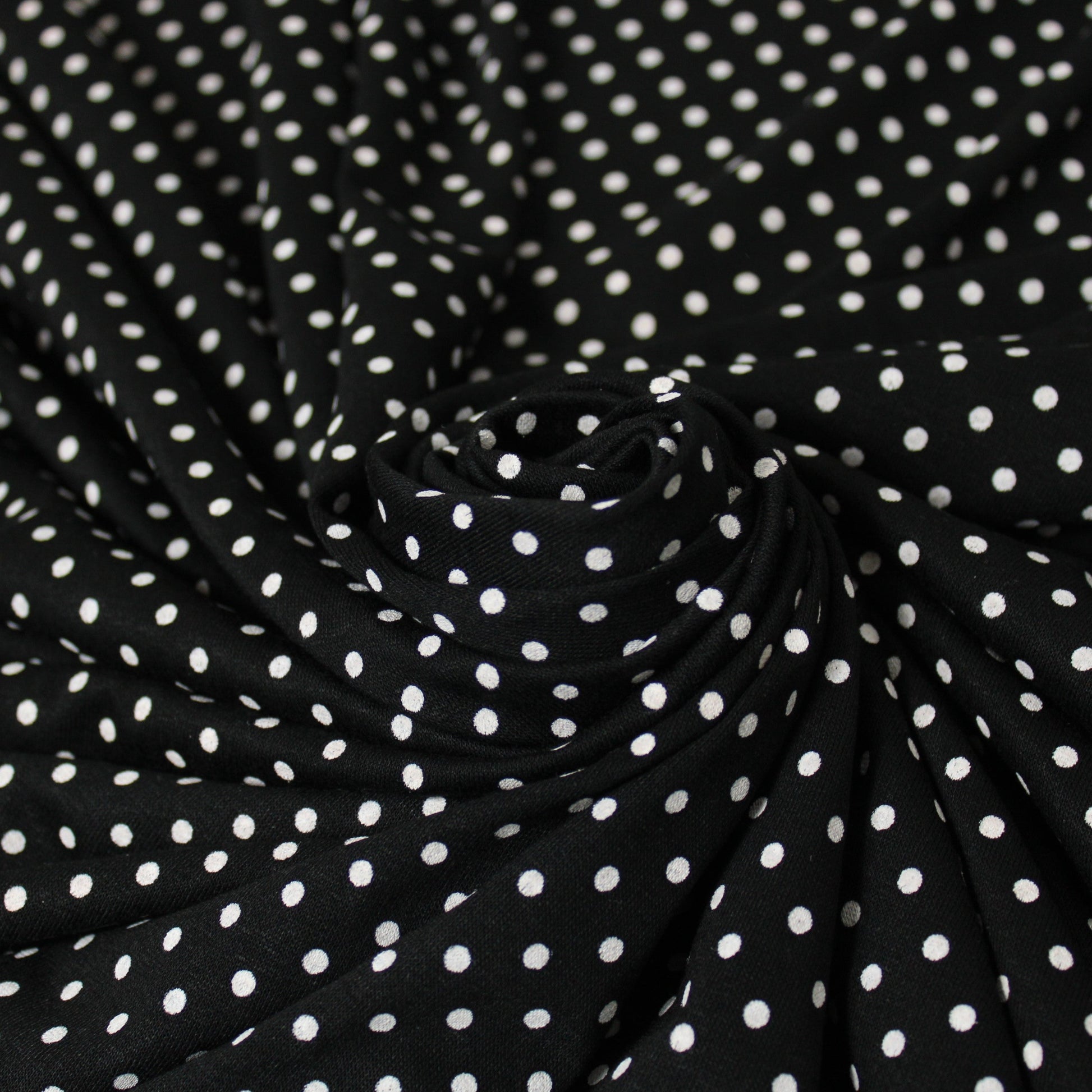 Tissu jersey coton - à pois - noir et blanc - photo 1/5 | So Tissus