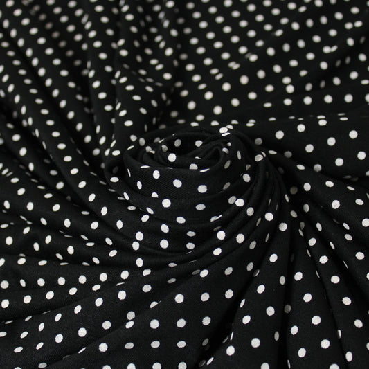 Tissu jersey coton - à pois - noir et blanc - photo 1/5 | So Tissus