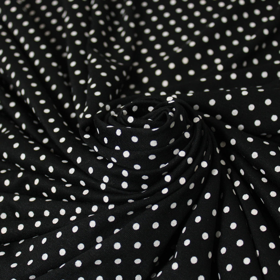 Tissu jersey coton - à pois - noir et blanc