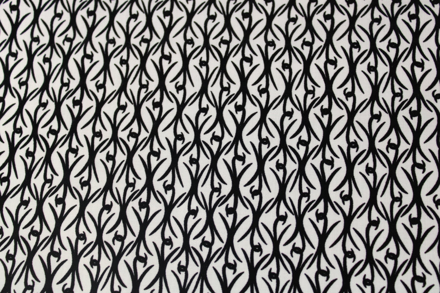 Tissu laine froide floqué - noir et blanc