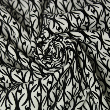 Tissu laine froide floqué - noir et blanc