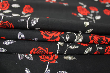 Tissu crêpe viscose - imprimé roses rouges - photo 2/5 | So Tissus