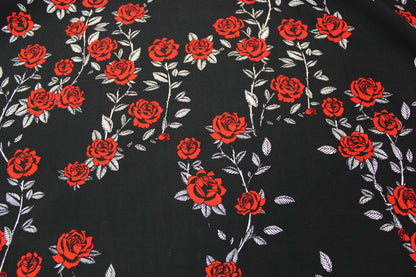 Tissu crêpe viscose - imprimé roses rouges - photo 4/5 | So Tissus