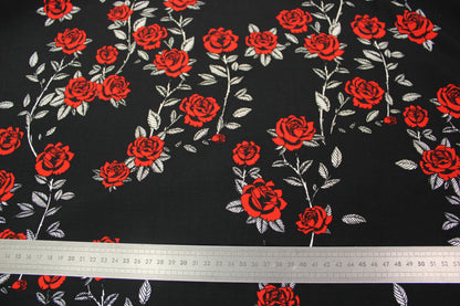 Tissu crêpe viscose - imprimé roses rouges - photo 5/5 | So Tissus