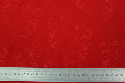 Tissu twill viscose - motif tigre fleuri - rouge - photo 5/5 | So Tissus