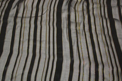 Tissu mousseline de soie - à rayures - noir et doré - photo 4/6 | So Tissus