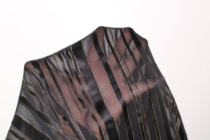 Tissu mousseline de soie - à rayures - noir et doré - photo 6/6 | So Tissus