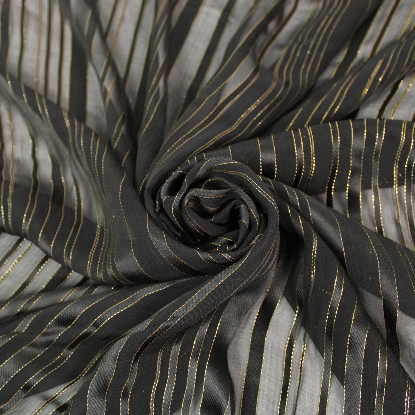 Tissu mousseline de soie - à rayures - noir et doré - photo 1/6 | So Tissus
