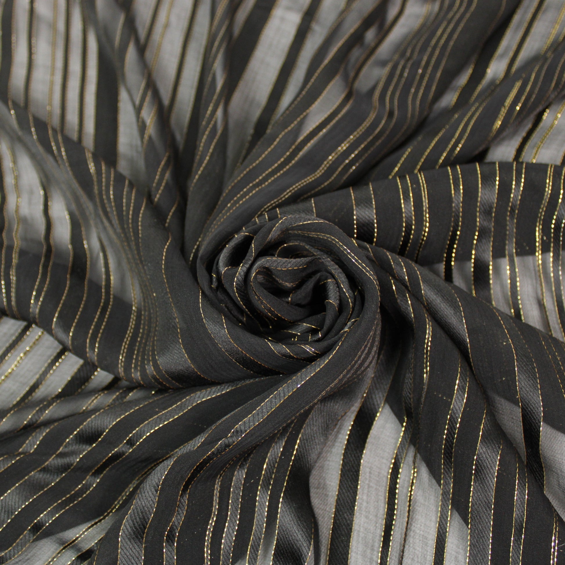 Tissu mousseline de soie - à rayures - noir et doré - photo 1/6 | So Tissus