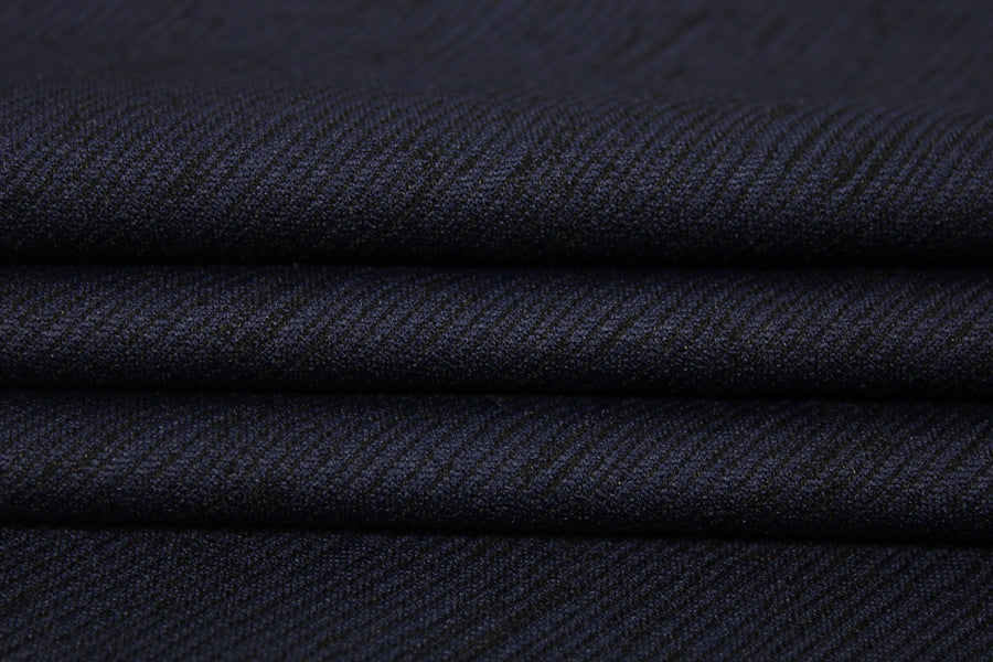 Tissu maille - motif zébré - bleu marine et noir