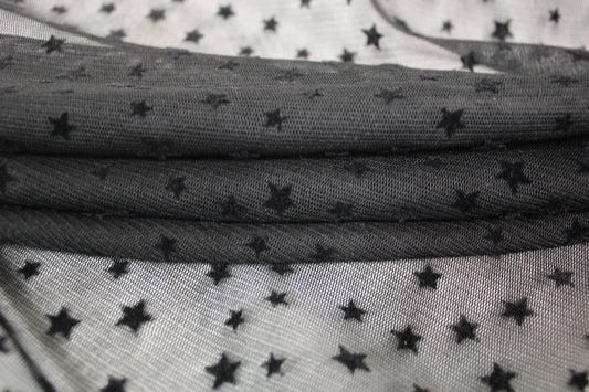 Tissu maille résille motif étoile - noir - photo 2/6 | So Tissus