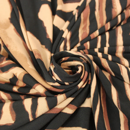 Tissu maille imprimé éthnique - ton beige et noir - photo 1/5 | So Tissus