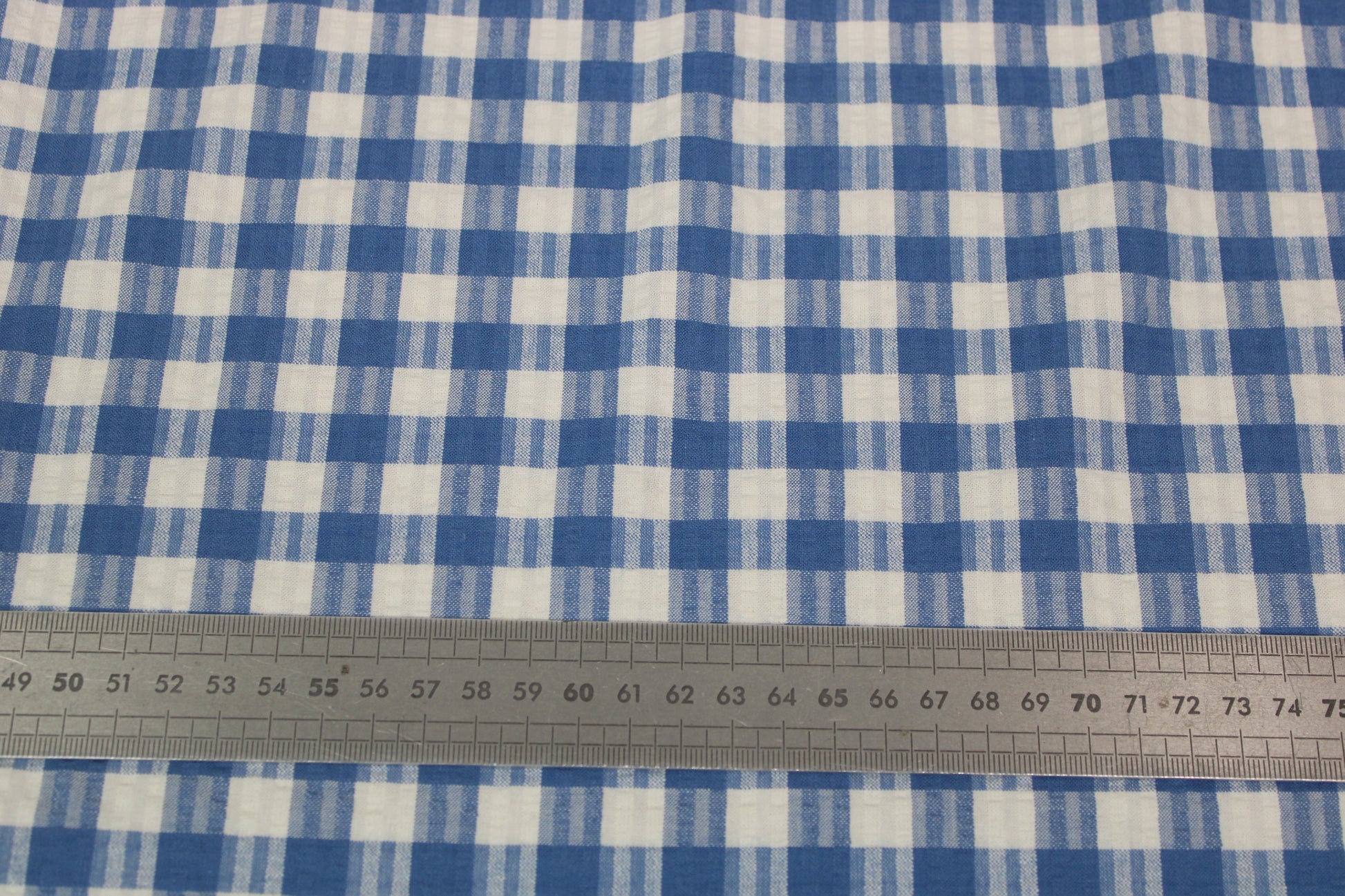 Tissu crêpon de coton - à carreaux - bleu et blanc - photo 4/4 | So Tissus