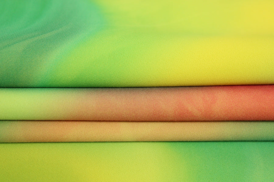 Tissu crêpe japonais - imprimé tie and dye - ton vert
