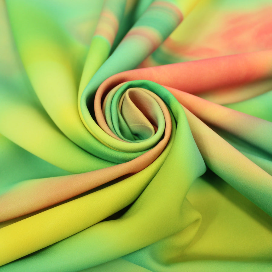 Tissu crêpe japonais - imprimé tie and dye - ton vert