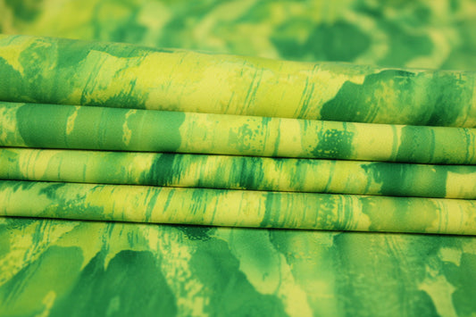 Tissu crêpe japonais - imprimé tacheté - ton vert et jaune - photo 2/4 | So Tissus