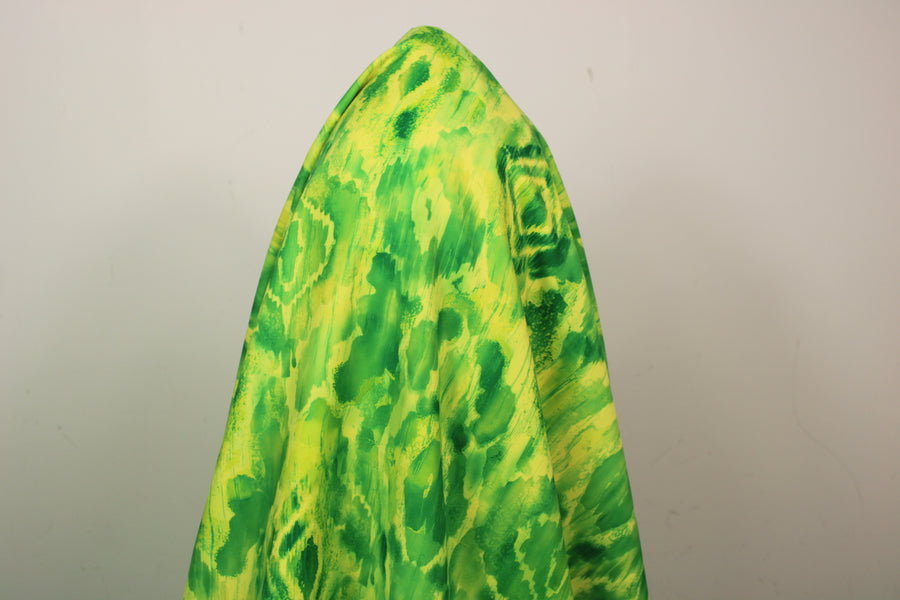 Tissu crêpe japonais - imprimé tacheté - ton vert et jaune