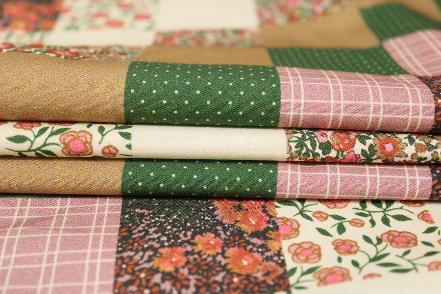 Tissu toile de coton - imprimé patchwork