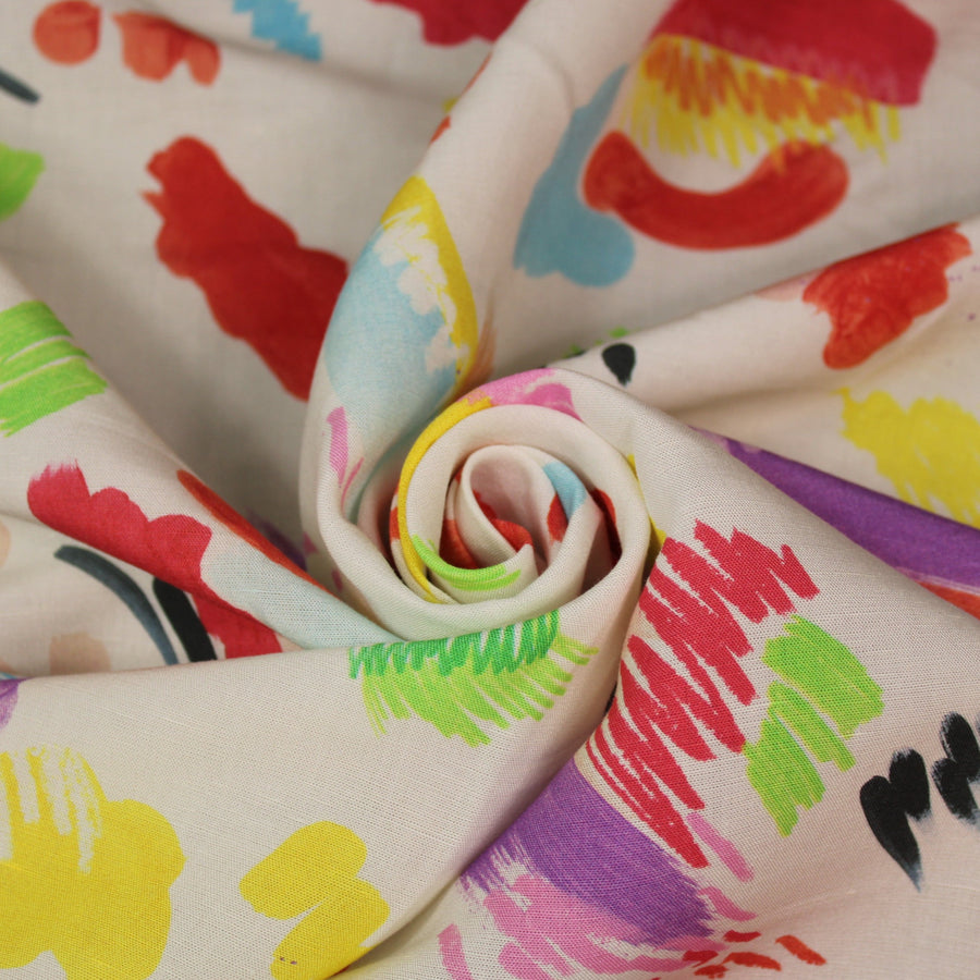 Tissu lin  -imprime tacheté - multicolore