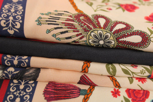 Tissu crêpe viscose - imprimé fleuri et pompom - photo 2/4 | So Tissus