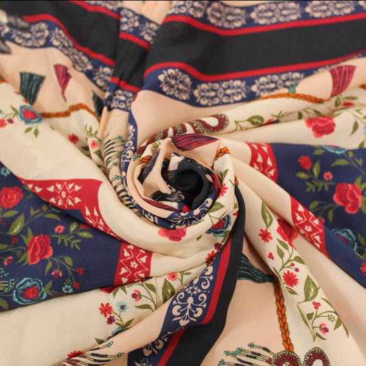 Tissu crêpe viscose - imprimé fleuri et pompom - photo 1/4 | So Tissus