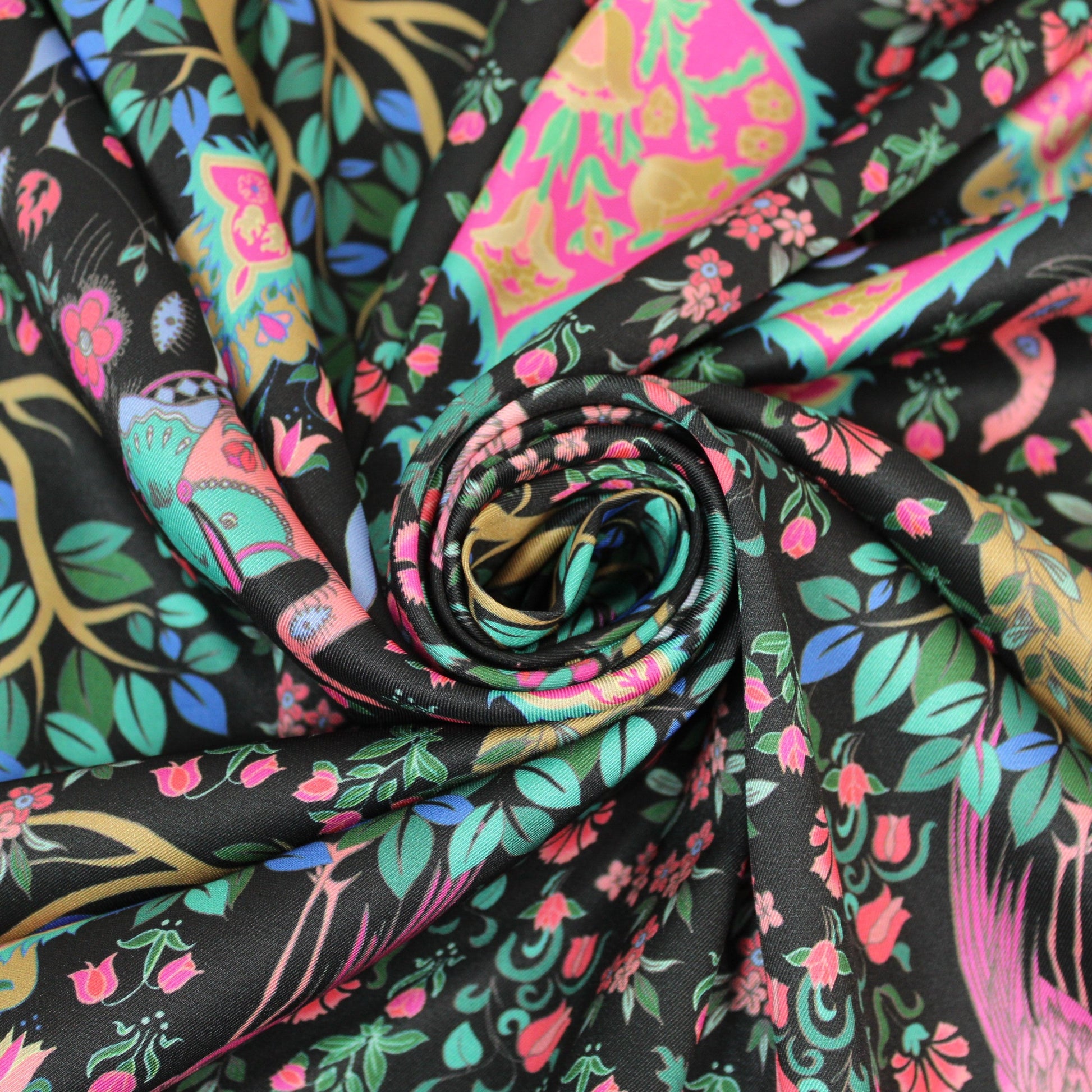Tissu twill - imprimé paon et éléphant - photo 1/4 | So Tissus