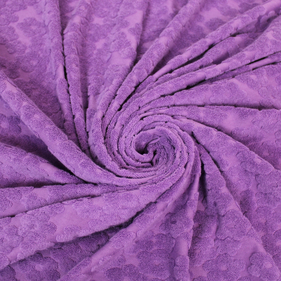 Tissu éponge - à motif fleuri - lilas
