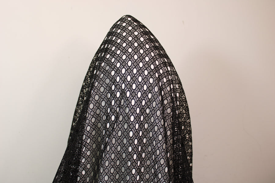 Tissu guipure noire - motif circulaire