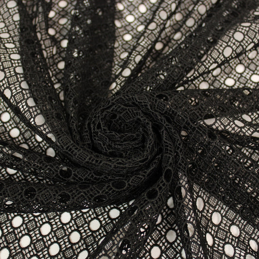 Tissu guipure noire - motif circulaire - photo 1/4 | So Tissus