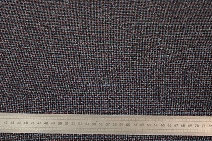 Tissu tweed coton - ton gris bleu et lie de vin - photo 4/4 | So Tissus