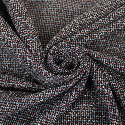 Tissu tweed coton - ton gris bleu et lie de vin - photo 1/4 | So Tissus