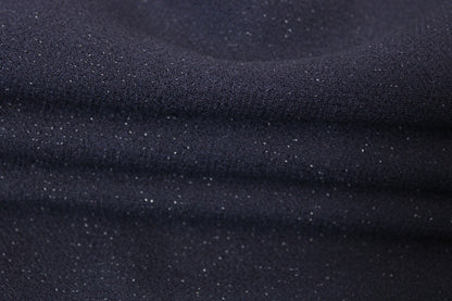 Tissu crêpe de laine - bleu marine et lurex argenté - photo 2/3 | So Tissus