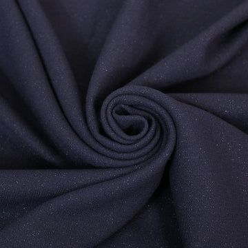 Tissu crêpe de laine - bleu marine et lurex argenté