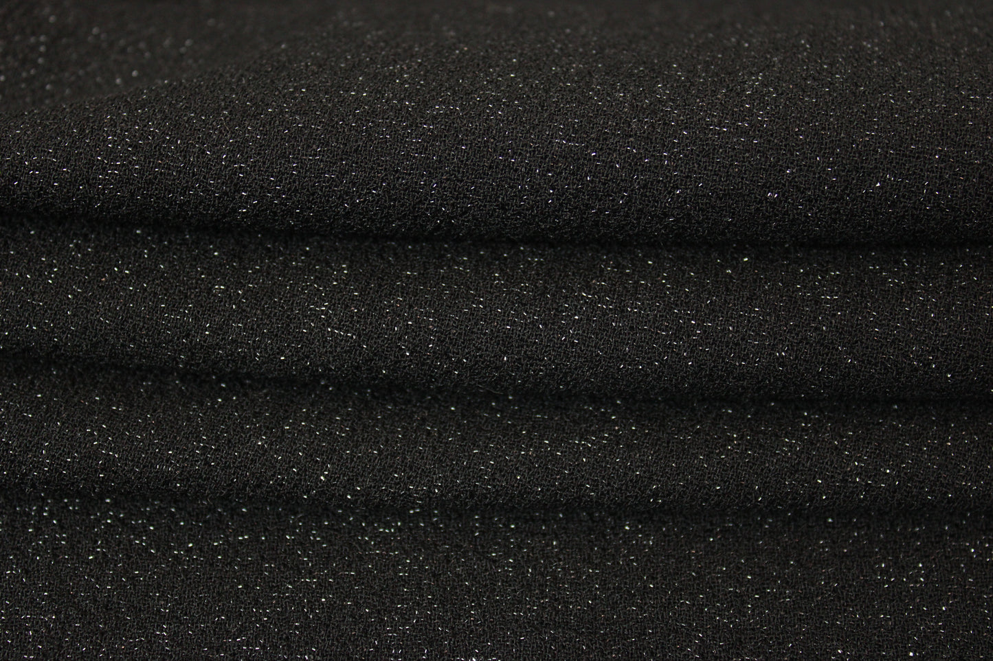 Tissu crêpe de laine - noir et lurex argenté - photo 2/3 | So Tissus