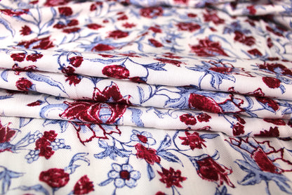 Tissu viscose - imprimé fleurs lie de vin - photo 2/4 | So Tissus