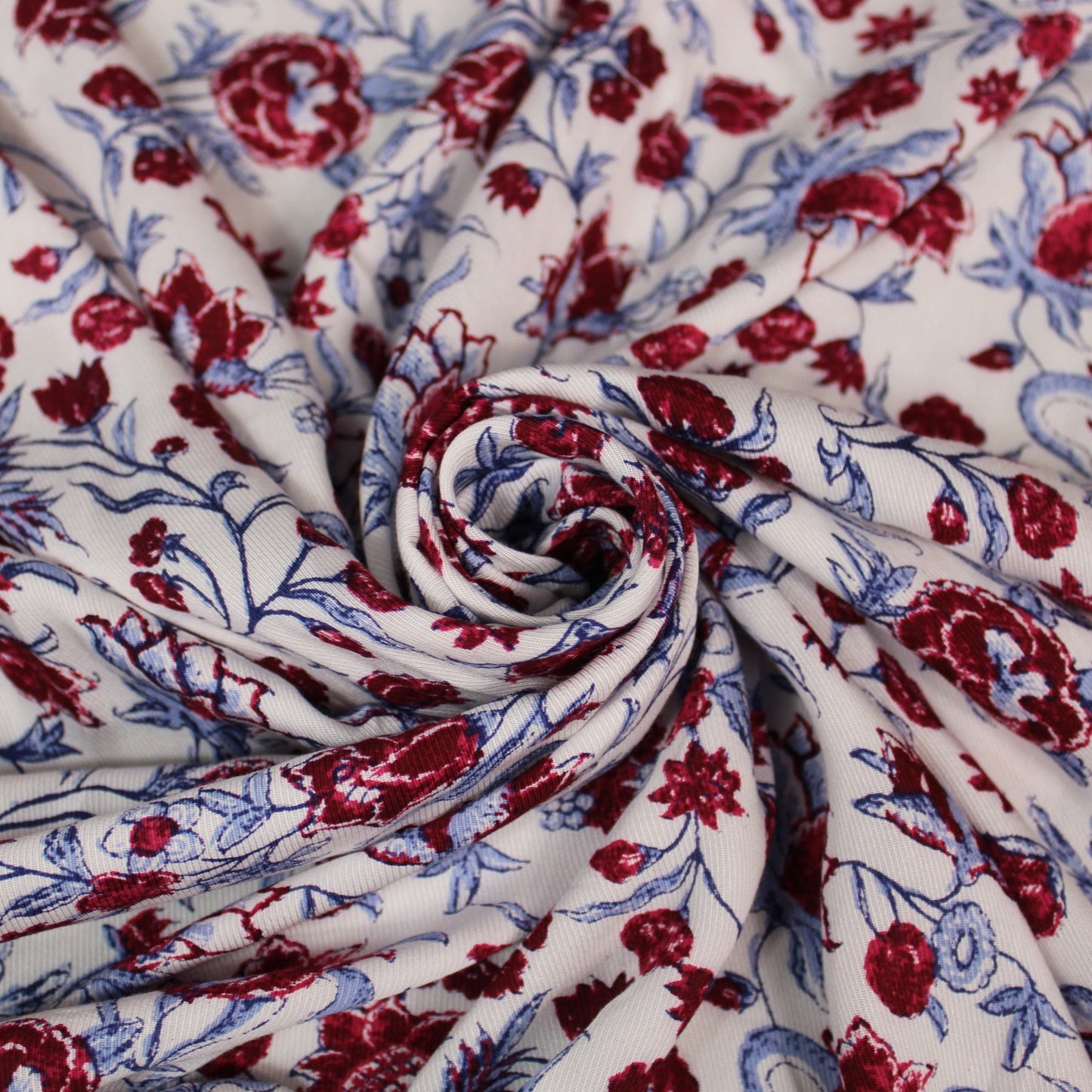 Tissu viscose - imprimé fleurs lie de vin - photo 1/4 | So Tissus