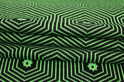 Tissu maille - imprimé géométrique - noir et vert - photo 2/4 | So Tissus
