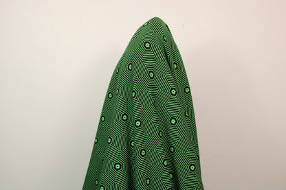 Tissu maille - imprimé géométrique - noir et vert - photo 3/4 | So Tissus