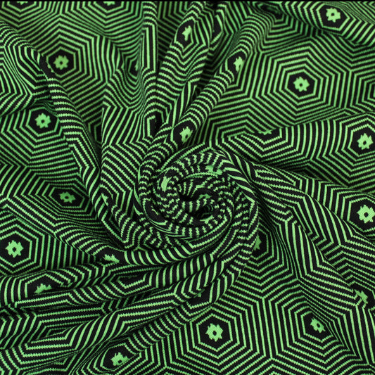 Tissu maille - imprimé géométrique - noir et vert - photo 1/4 | So Tissus